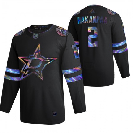 Män Ishockey Dallas Stars tröja Jani Hakanpaa 2 2021-22 Iriserande holografisk Svart Authentic